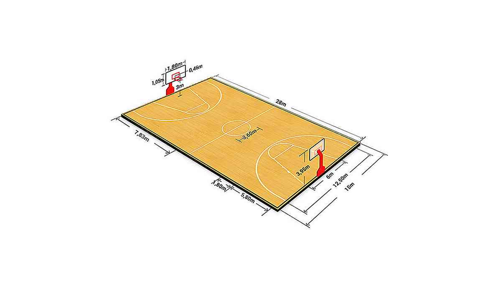 Tamanho Quadra De Basquete - EDULEARN